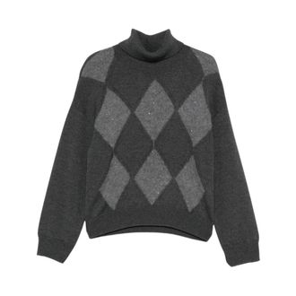 PESERICO Maglione in lana con motivo geometrico - - Knitwear - Donna - Grigio - L