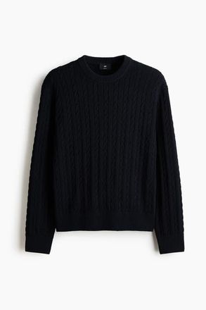 H&M Regular Fit Cable-knit Jumper in Navy Blue at Nordstrom, Size Xx-Large