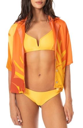 Maaji Instintc Octavia Cover-Up Shirt in Open Orange at Nordstrom, Size Medium
