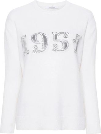 Max Mara Plata 1951 Sweater - Dames - Ronde hals truien - Wit - L - Wol - Truien & Vesten
