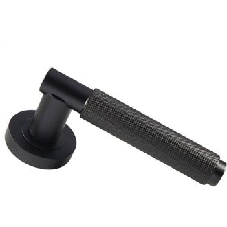 Loops PAIR Knurled Grip Round Bar Handle on Round Rose Concealed Fix Matt Black
