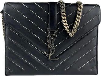 Saint Laurent Pre-owned Cross Body Bags, female, Black, Size: ONE SIZE Pre-owned Vintage Leather Crossbody Bag