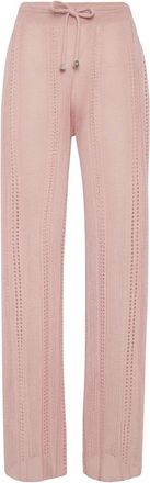 Philipp Plein Broeken, Dames, Roze, S, Polyester, Gebreide Flare Broek