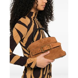 Marc Jacobs Buckle-Strap Calf Suede Top Handle Bag - Brown