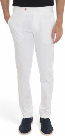 Berwich Broeken, Heren, Wit, M, Leer, Effen Morello chino broek met kleermakerssplit