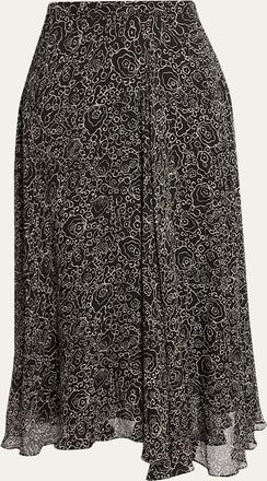 Isabel Marant Lycia Abstract-Printed Handkerchief Midi Skirt