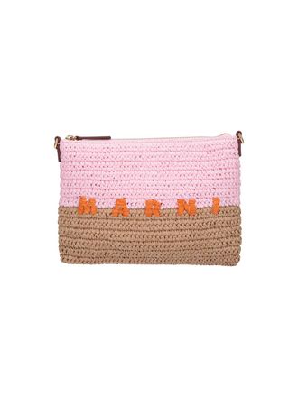 Marni Pink Seaside Woven Raffia Pouch