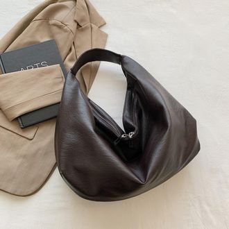 Generic PU Leather Shoulder Bag Retro Dumpling Bag Large Hobo Bag for Women (Black)