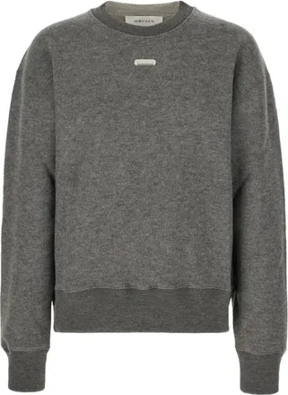 Alexander McQueen Logo Plaque Sweater - Heren - Sweatshirts - Grijs - M - Wol - Hoodies & sweatvesten