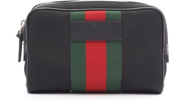 Gucci Black Green Red Color Canvas Leather Fanny Pack (Pre-Owned)