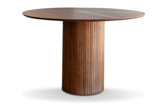 PIB Mesa redonda de madera tono nogal para 6 personas