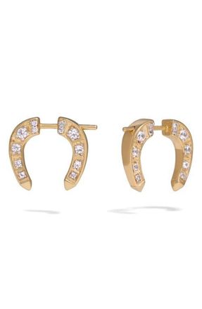 Awe Inspired White Sapphire Horseshoe Bypass Earrings in 14K Gold Vermeil at Nordstrom