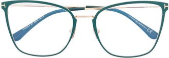 Tom Ford Eyewear cat-eye frame glasses - women - Metal - 56 - Green