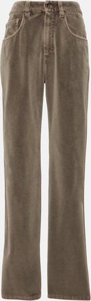 Brunello Cucinelli Mid-rise cotton velvet straight pants