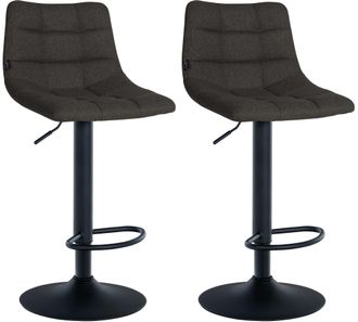 Clp Clp - Set De 2 Taburetes De Bar Jerry En Tela Gris Oscuro Negro