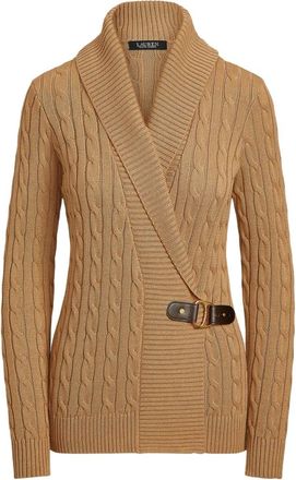 Ralph Lauren Cardigans, female, Brown, Size: S Camel Buckled Sweater