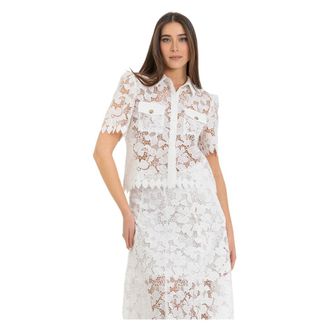 Kocca Shirt Dresses, female, White, Size: XS Chic Short-Sleeved Lace Blouse
