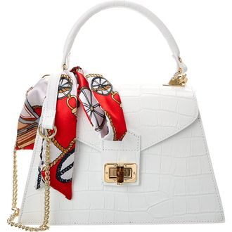 Persaman New York Marta Croc Embossed Satchel with Scarf in White at Nordstrom Rack