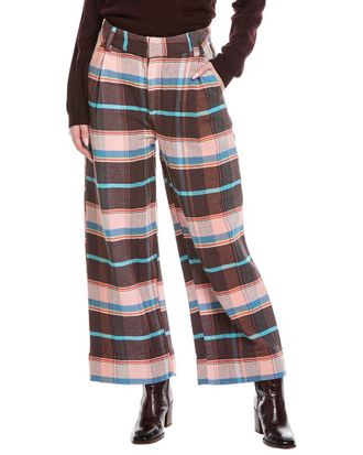 Free People Buckle Back Plaid Trouser