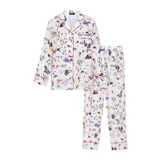 Polo Ralph Lauren Katoenen pyjamaset met print - Dames - Pyjama - Wit - XS - Katoen - Nachtkleding