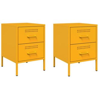 vidaXL Vidaxl - Mesitas De Noche 2 Uds Acero Amarillo Mostaza 36x39x50,5 Cm