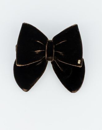 Alexandre de Paris Cannelle Brown Velvet Bow Barette at Nordstrom