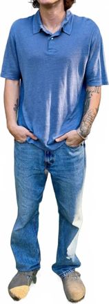 Hartford Linen Short Sleeve Polo In Horizon Blue