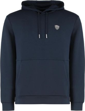 Emporio Armani Train Premium Shield Hoodie - Heren - Hoodies - Blauw - M - Polyester - Hoodies & sweatvesten