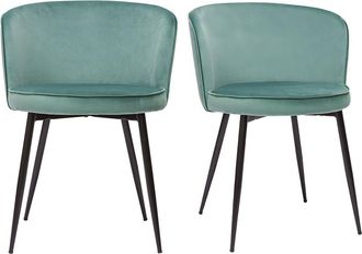 Miliboo Set De 2 Sillas De Dise&ntilde;o De Terciopelo Verde Celad&oacute;n Y Metal Negro Serif