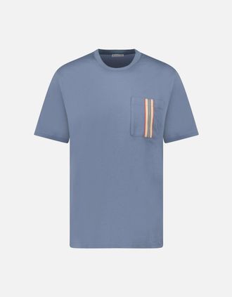 Burberry Mens Burberry Ellison Stripe Embroidery T-Shirt Carbon Blue - Size: 38