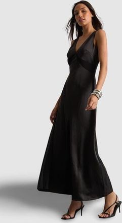 Warehouse Satin and Chiffon Mix Midaxi Dress in Black at Nordstrom, Size 12