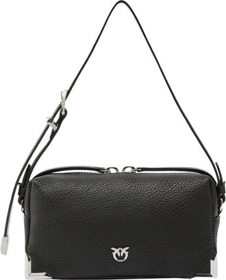 Pinko Compact Pebbled Sheepskin Shoulder Bag with Adjustable Strap