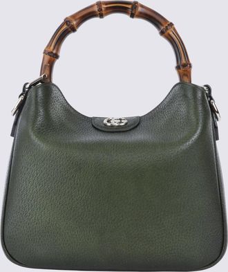Gucci Green Leather Diana Medium Top Handle Bag