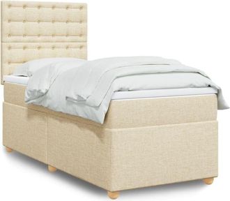 vidaXL Vidaxl - Cama Box Spring Con Colch&oacute;n Tela Color Crema 90x190 Cm