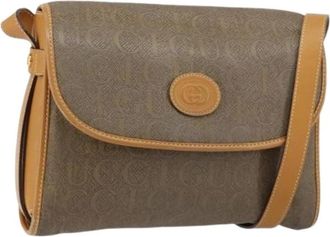 Gucci Pre-owned Canvas Schoudertas - Dames - Vintage Schoudertas - Beige - ONE Size - Leer - Vintage