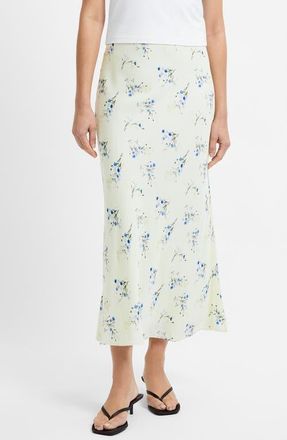 French Connection Harper Fleur Floral Bias Cut Midi Skirt in Cucumber Crush at Nordstrom, Size X-Large