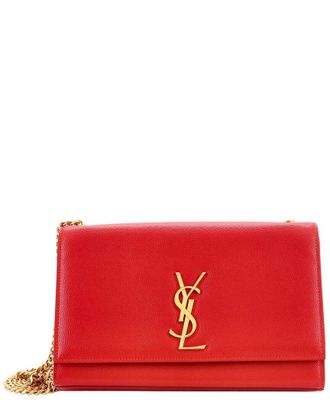 Saint Laurent Red Grainy Leather Classic Monogram Crossbody Medium (Authentic Pre-Loved)