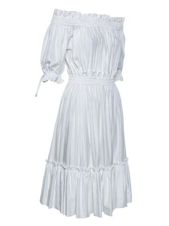 Alexander McQueen Abito midi con ruches 2024 - Bianco
