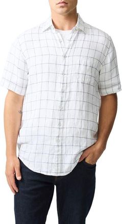 Rodd & Gunn Avonden Check Short Sleeve Linen Button-Up Shirt in Ivory at Nordstrom, Size Xx-Large
