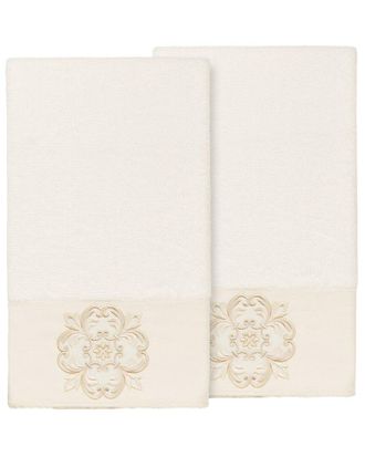 Linum Home Textiles 100% Turkish Cotton Alyssa 2Pc Embellished Bath Towel Set