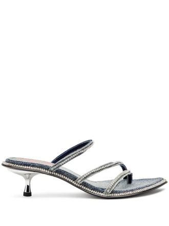 Diesel D-Havanna Kittie mules - women - Cotton/Calf Leather/Denim - 39 - Blue