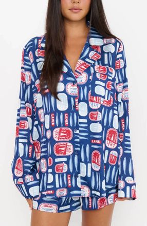 Show me your Mumu Beauty Sleep Pajama Set In Navy Salty Sardines