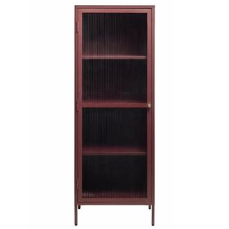 DRAWER Armario con 1 puerta de vidrio estriado y metal H160cm - Burdeos