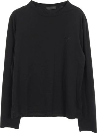Prada T-shirt a maniche lunghe con logo a triangolo anni 2010 - Nero