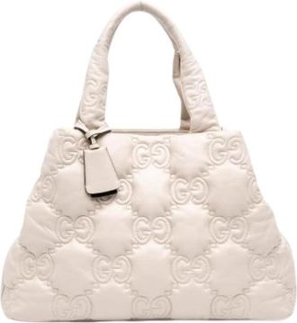 Gucci Pre-owned Quilted Leather Tote Bag - Dames - Vintage Shopper - Wit - ONE Size - Leer - Vintage