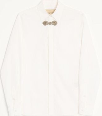 Valentino Camicia a maniche lunghe Valentino in popeline di cotone con alamaro ricamato Uomo BIANCO/ NERO 38