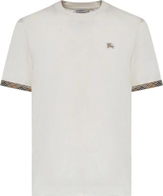 Burberry Tops, Heren, Wit, M, Katoen, T-shirt