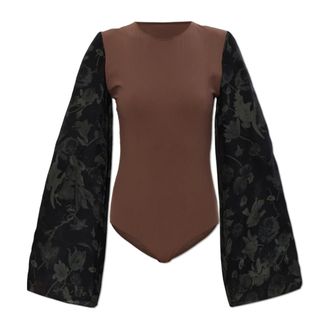 Maison Margiela Body, female, Brown, Size: XS Body With Flared Sleeves
