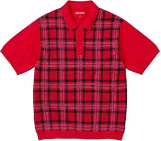 SUPREME Plaid Knit S/S Polo Red SUP-SS24-239