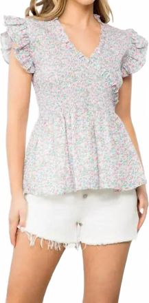 THML Clothing Evie V-Neck Top In Multi